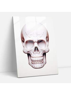 Painted Anarchy Minimalist Sugar Skull Glass Print - Los Muertos, Understated Design, Clean White Background, Glass Print, 25X35