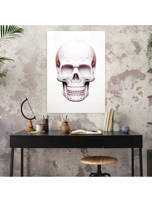 Painted Anarchy Minimalist Sugar Skull Glass Print - Los Muertos, Understated Design, Clean White Background, Glass Print, 25X35