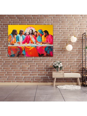 Painted Anarchy Last Supper Of Jesus Christ Wall Decoration - Last Supper Of Jesus Christ, Sacred Art, Artistic Wall Decor, Vibrant Colors, 50 x 30 cm