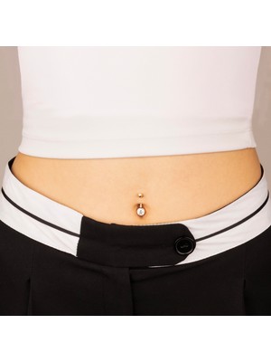 Dianora Piercing 14 Ayar Altın Tek Taşlı Göbek Piercing