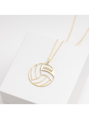 One Silver Gold 925 Ayar Gümüş Voleybol Topu Isimli Kolye Özel Tasarım