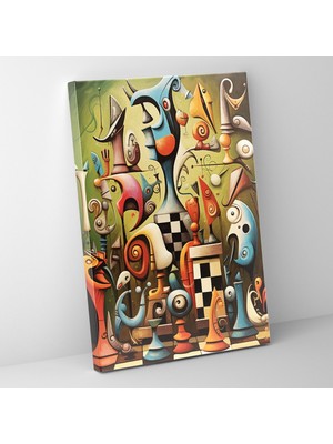 Painted Anarchy Kaprisli Satranç Karikatür Kanvas Tablo  30X50 cm