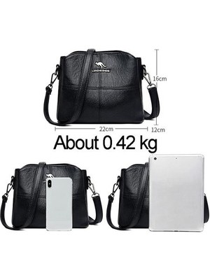 Three Beans Kadın Tote Çanta Düz Renkli Pu Deri Bayanlar Için Torbalar Omuz Çantası Küçük Crossbody (Siyah) (Yurt Dışından)