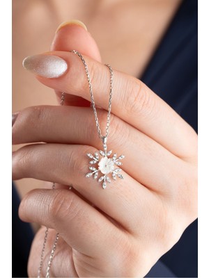 Silvano Jewelry 925 Ayar Gümüş Sedef Çiçekli Kartanesi Kolye