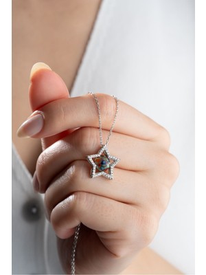 Silvano Jewelry 925 Ayar Gümüş Mix Taşlı Yıldız Kolye