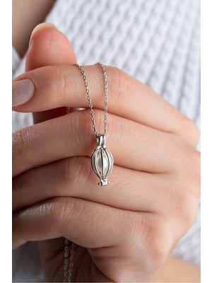 Silvano Jewelry 925 Ayar Gümüş Incili Balon Kolye