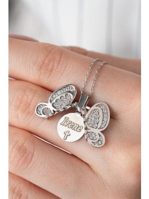 Silvano Jewelry 925 Ayar Gümüş Açılabilen Isimli Kelebek Kolye