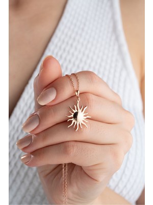 Silvano Jewelry 925 Ayar Gümüş Rose Güneş Kolye