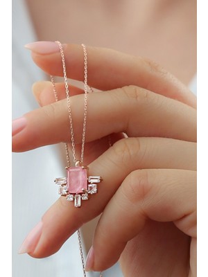 Silvano Jewelry 925 Ayar Gümüş Baget Taşlı Kolye