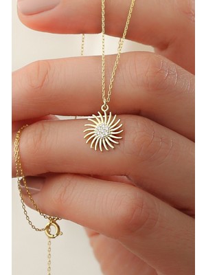 Silvano Jewelry 925 Ayar Gold Güneş Gümüş Kolye