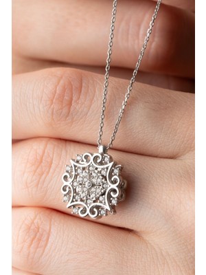 Silvano Jewelry 925 Ayar Dönen Çiçek Gümüş Kolye