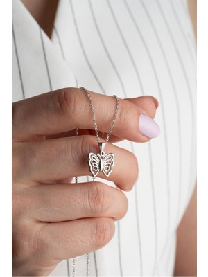 Silvano Jewelry 925 Ayar Gümüş Kelebek Kolye
