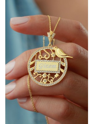 Silvano Jewelry 925 Ayar Gümüş Isimli Kuşlu Kolye