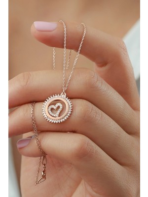 Silvano Jewelry 925 Ayar Gümüş Kalpli Halka Kolye