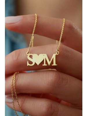 Silvano Jewelry 925 Ayar Gümüş Harfli Kalp Kolye