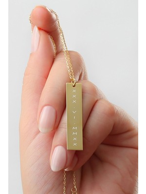 Silvano Jewelry 925 Ayar Gümüş Kişiye Özel Tarihli Plaka Kolye