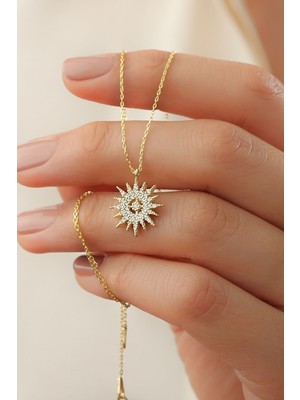 Silvano Jewelry 925 Ayar Gümüş Yıldızlı Güneş Kolye