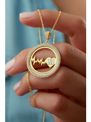 Silvano Jewelry 925 Ayar Gümüş Harfli Kalp Ritim Kolye