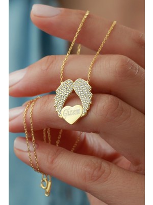 Silvano Jewelry 925 Ayar Gümüş Isimli Kanatlı Kalp Kolye