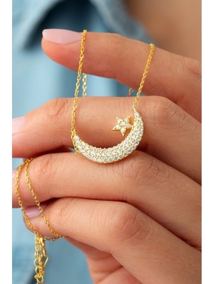 Silvano Jewelry 925 Ayar Gümüş Ay Yıldız Kolye