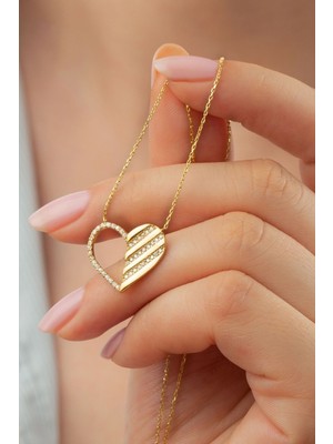 Silvano Jewelry 925 Ayar Gümüş Gold Kalp Kolye