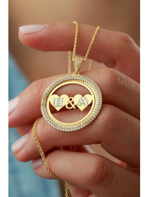 Silvano Jewelry 925 Ayar Gümüş Kalpli Taşlı Halka Kolye