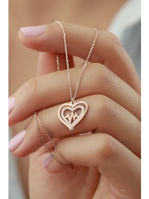 Silvano Jewelry 925 Ayar Gümüş Kalp Ritim Kolye