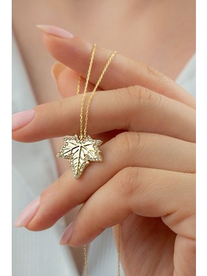Silvano Jewelry 925 Ayar Gümüş Çınar Yaprağı Kolye