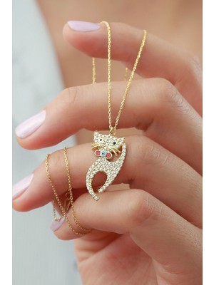 Silvano Jewelry 925 Ayar Gümüş Nazarlı Kedicik Kolye