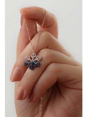 Silvano Jewelry 925 Ayar Akışlı Kar Tanesi Rose Gümüş Kolye