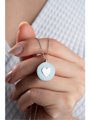 Silvano Jewelry 925 Ayar Gümüş Mavi Kalpli Kolye