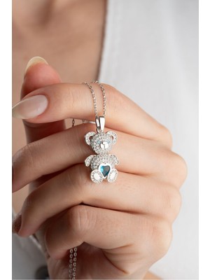 Silvano Jewelry 925 Ayar Gümüş Zirkon Taşlı Ayıcık Kolye