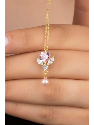 Silvano Jewelry 925 Ayar Gümüş Incili Kalp Kolye