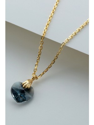 Silvano Jewelry 925 Ayar Gümüş Lacivert Zirkon Kalp Kolye