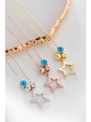 Silvano Jewelry 925 Ayar Gümüş Nazarlı Yıldız Kolye