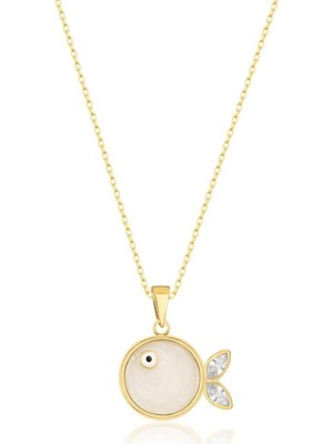 Silvano Jewelry 925 Ayar Gümüş Beyaz Balık Kolye