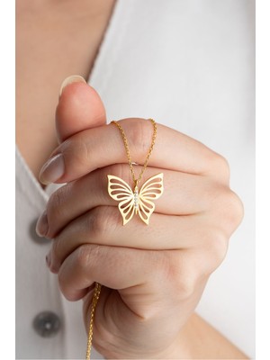 Silvano Jewelry 925 Ayar Gümüş Trend Kelebek Kolye