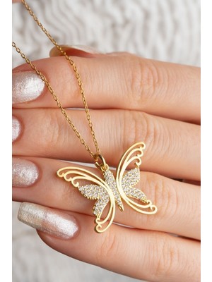 Silvano Jewelry 925 Ayar Gümüş Kelebek Kolye