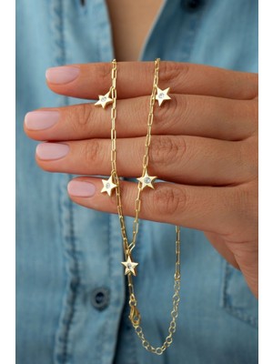 Silvano Jewelry 925 Ayar Gümüş Ataç Zincir Yıldızlı Kolye