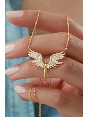 Silvano Jewelry 925 Ayar Gümüş Kanatlı Kılıç Kolye