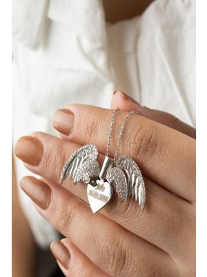 Silvano Jewelry 925 Ayar Gümüş Açılan Melek Kanadı Kolye