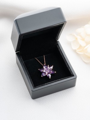 Silvano Jewelry 925 Ayar Gümüş Mor Renkli Lotus Kolye