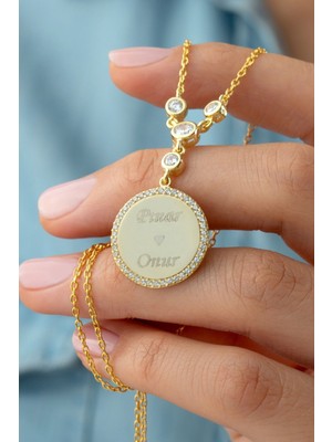 Silvano Jewelry 925 Ayar Gümüş Isimli Taşlı Plaka Kolye