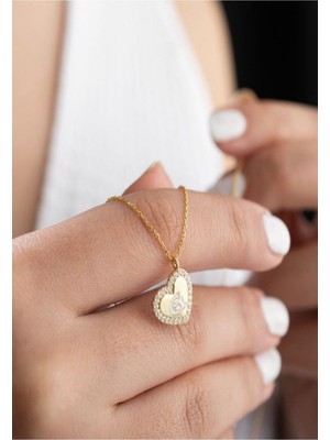 Silvano Jewelry 925 Ayar Gümüş Kişiye Özel Harfli Minimal Kalp Kolye