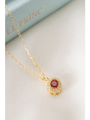 Silvano Jewelry 925 Ayar Gümüş Ocak Ayı Doğum Taşı ( Garnet ) Kolye