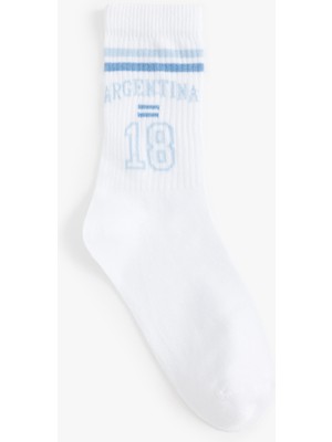 Koton Slogan Desenli Soket Çorap