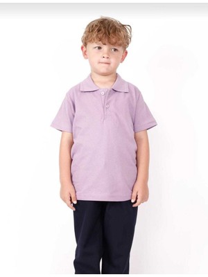 Fatella Unısex Çocuk Genç Polo Yaka Kısa Kol Normal Kalıp Düz Basic Okul Lise T-Shırt