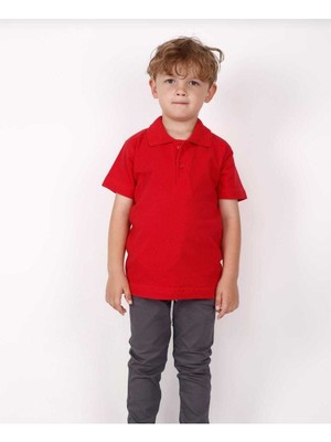 Fatella Unısex Çocuk Genç Polo Yaka Kısa Kol Normal Kalıp Düz Basic Okul Lise T-Shırt