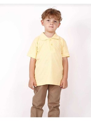 Fatella Unısex Çocuk Genç Polo Yaka Kısa Kol Normal Kalıp Düz Basic Okul Lise T-Shırt