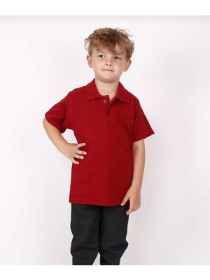 Fatella Unısex Çocuk Genç Polo Yaka Kısa Kol Normal Kalıp Düz Basic Okul Lise T-Shırt